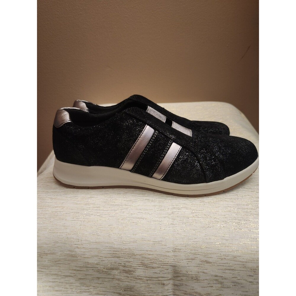 Revere Bruges Sneakers Midnight Slip On Size 12 Black Shimmer Suede Leather - Picture 4 of 7